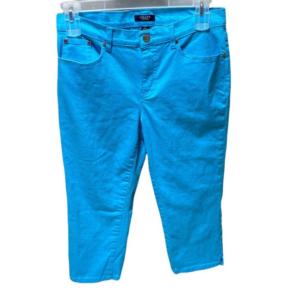 Chaps  5-Pocket Stretch Denim Capri Casual Pant - Bright Electric Blue Size 8